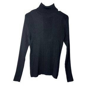 United States Sweaters  Turtleneck Ribbed Black Long Sleeve Top Womens Size M